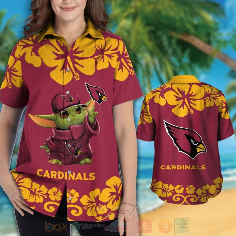 BEST NFL Arizona Cardinals Baby Yoda Red Hawaii Shirt, Short 3 NFL Arizona Cardinals Baby Yoda Red Hawaiian Shirt Short 1 2