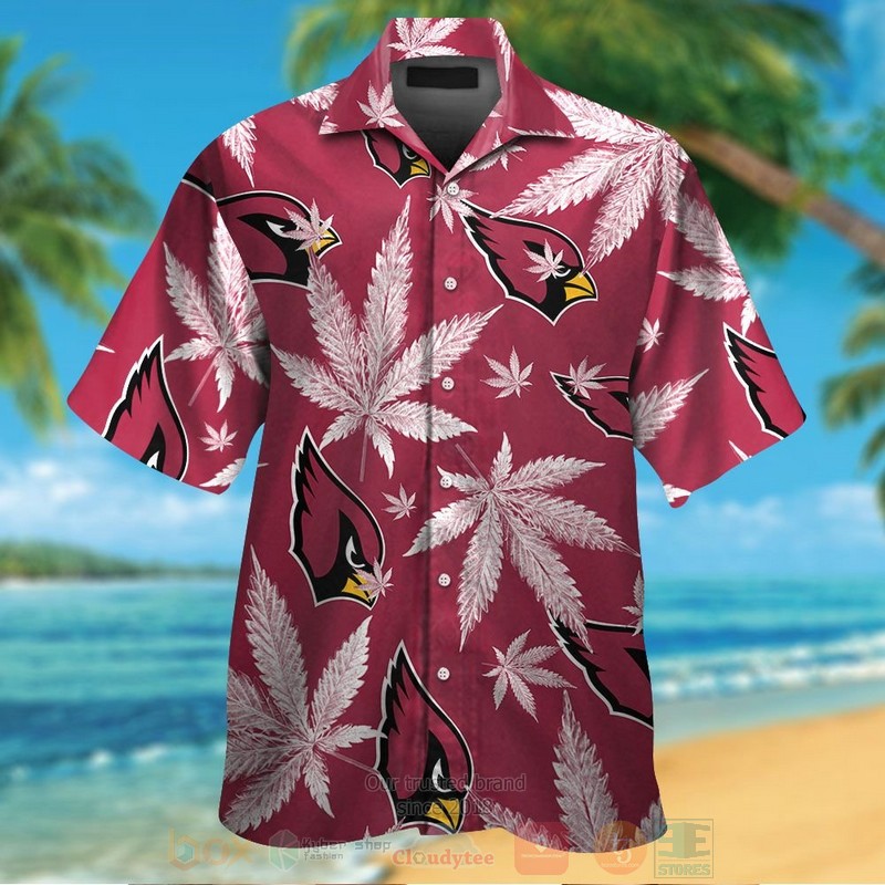 NFL Arizona Cardinals Cannabis Leaves Hawaiian Shirt Short
