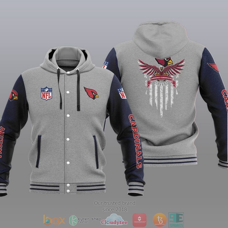 NFL Arizona Cardinals Eagle American Flag Baseball Jacket Hoodie 1