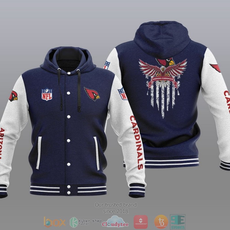 HOT Arizona Cardinals Eagle American Flag Varsity Hoodie Jacket 3 NFL Arizona Cardinals Eagle American Flag Baseball Jacket Hoodie 1 2