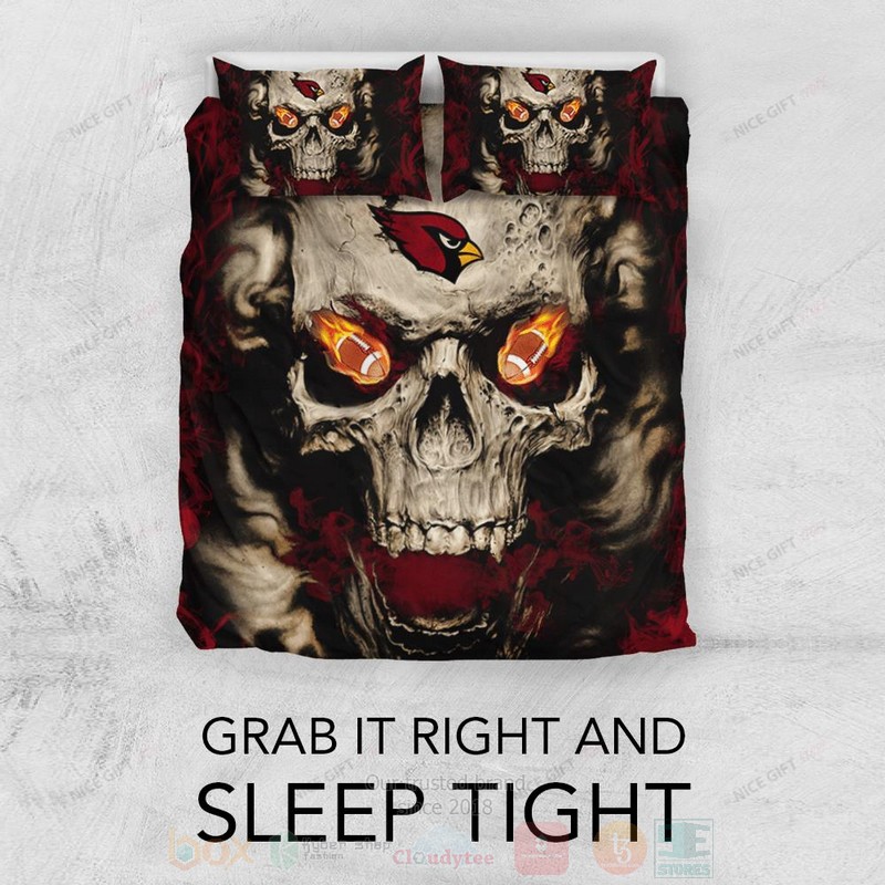 BEST NFL Arizona Cardinals Inspired Skull Duvet Cover Bed Sets 3 NFL Arizona Cardinals Inspired Skull Bedding Set 1 2