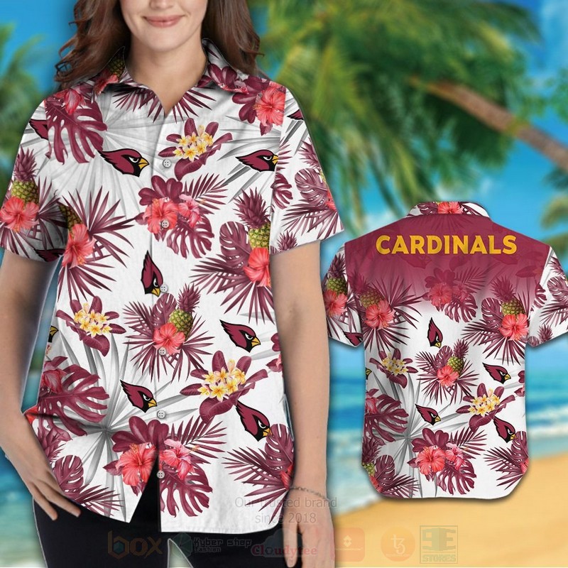 BEST NFL Arizona Cardinals Pink Hibiscus Flower Hawaii Shirt, Short 2 NFL Arizona Cardinals Pink Hibiscus Flower Hawaiian Shirt Short 1