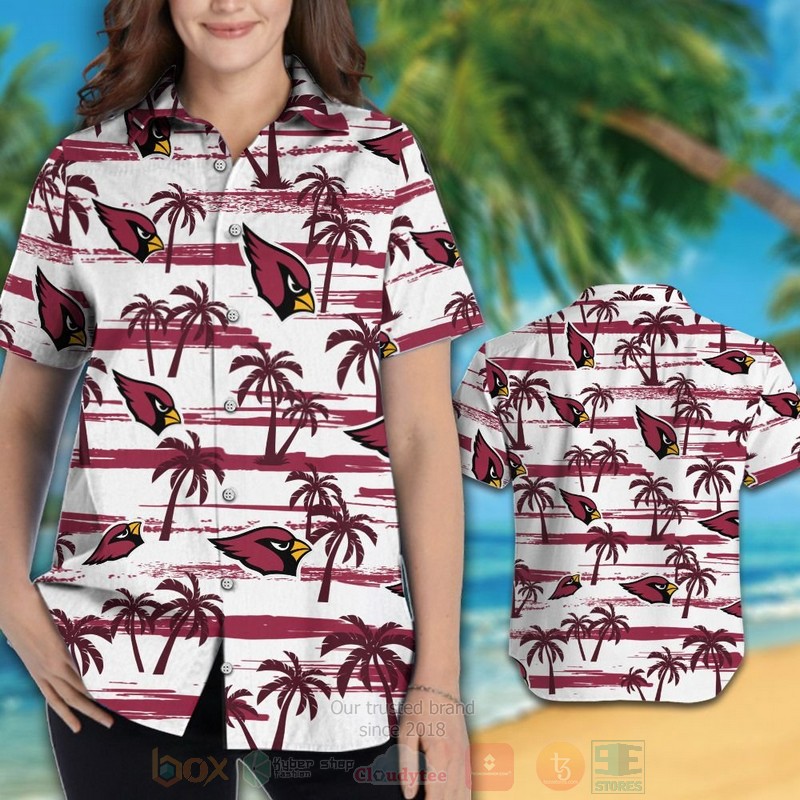 BEST NFL Arizona Cardinals Red-White Hawaii Shirt, Short 3 NFL Arizona Cardinals Red White Hawaiian Shirt Short 1 2