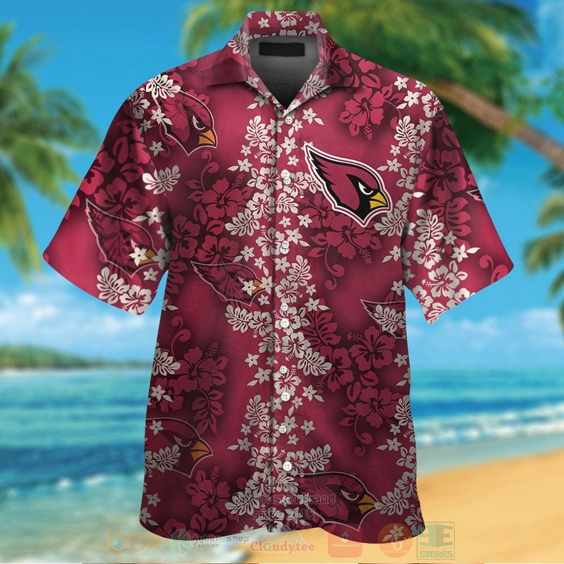 BEST NFL Arizona Cardinals Red-White Hibiscus Flower Hawaii Shirt, Short 1 NFL Arizona Cardinals Red White Hibiscus Flower Hawaiian Shirt Short