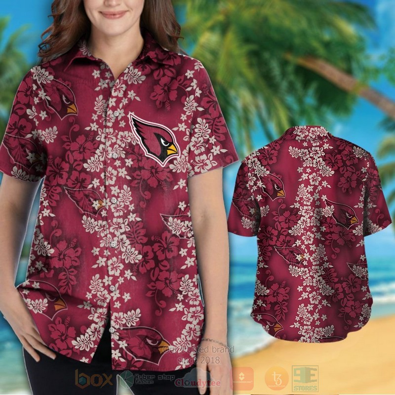 BEST NFL Arizona Cardinals Red-White Hibiscus Flower Hawaii Shirt, Short 3 NFL Arizona Cardinals Red White Hibiscus Flower Hawaiian Shirt Short 1 2