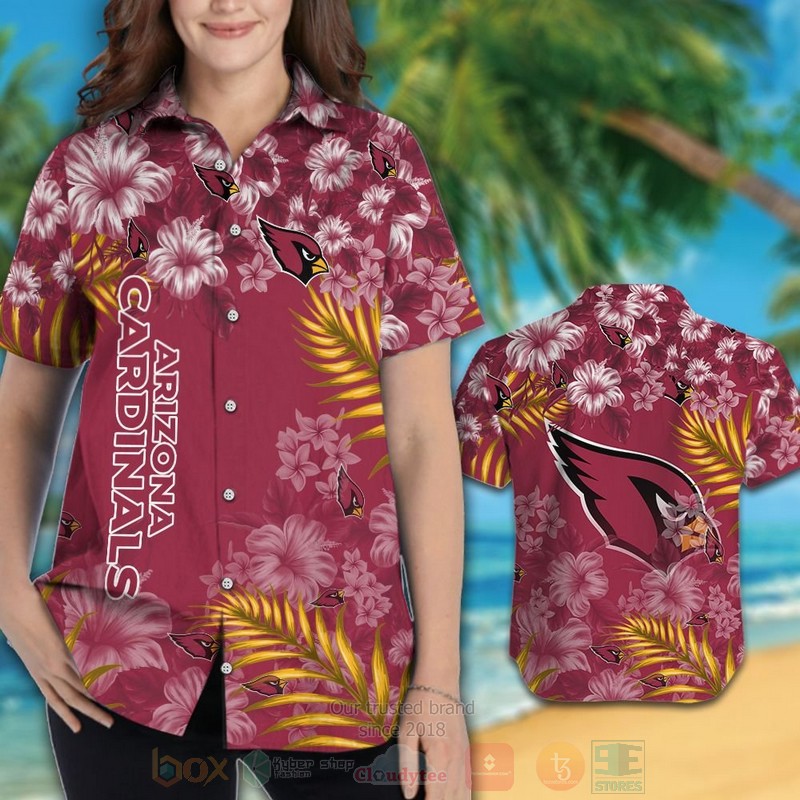BEST NFL Arizona Cardinals Red Hibiscus Flower Hawaii Shirt, Short 3 NFL Arizona Cardinals Red Hibiscus Flower Hawaiian Shirt Short 1 2