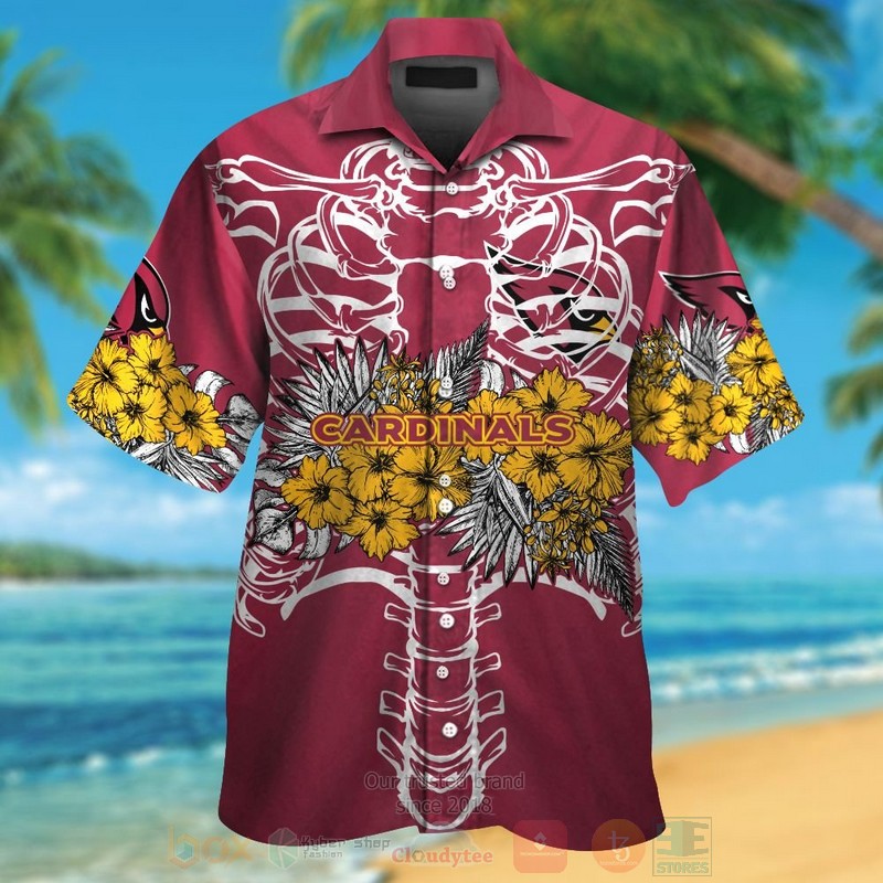 BEST NFL Arizona Cardinals Skeleton Hawaii Shirt, Short 1 NFL Arizona Cardinals Skeleton Hawaiian Shirt Short