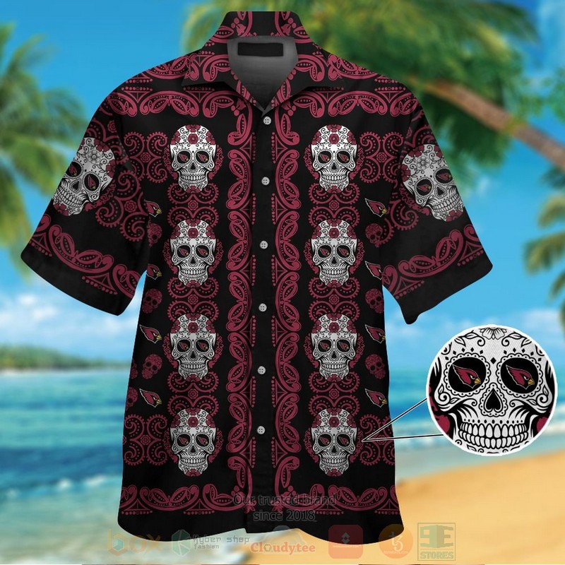 BEST NFL Arizona Cardinals Skulls Hawaii Shirt, Short 12 NFL Arizona Cardinals Skulls Hawaiian Shirt Short