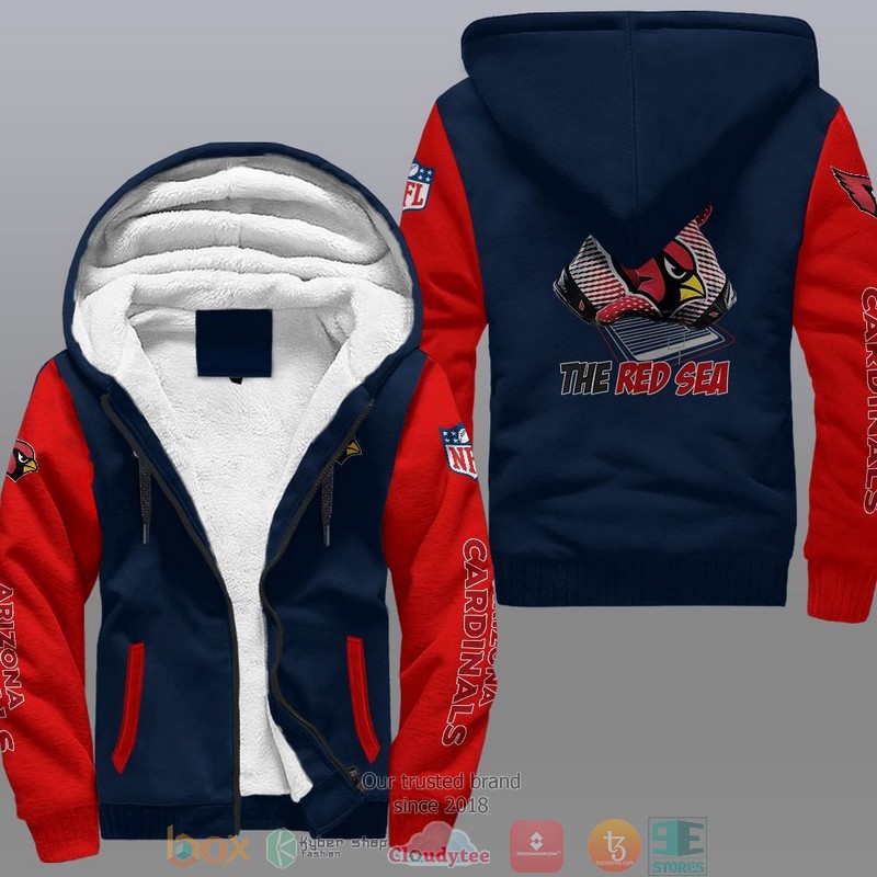 HOT Arizona Cardinals The Red Sea 3D Fleece Hoodie 4 NFL Arizona Cardinals The Red Sea Fleece Hoodie 1 2 3