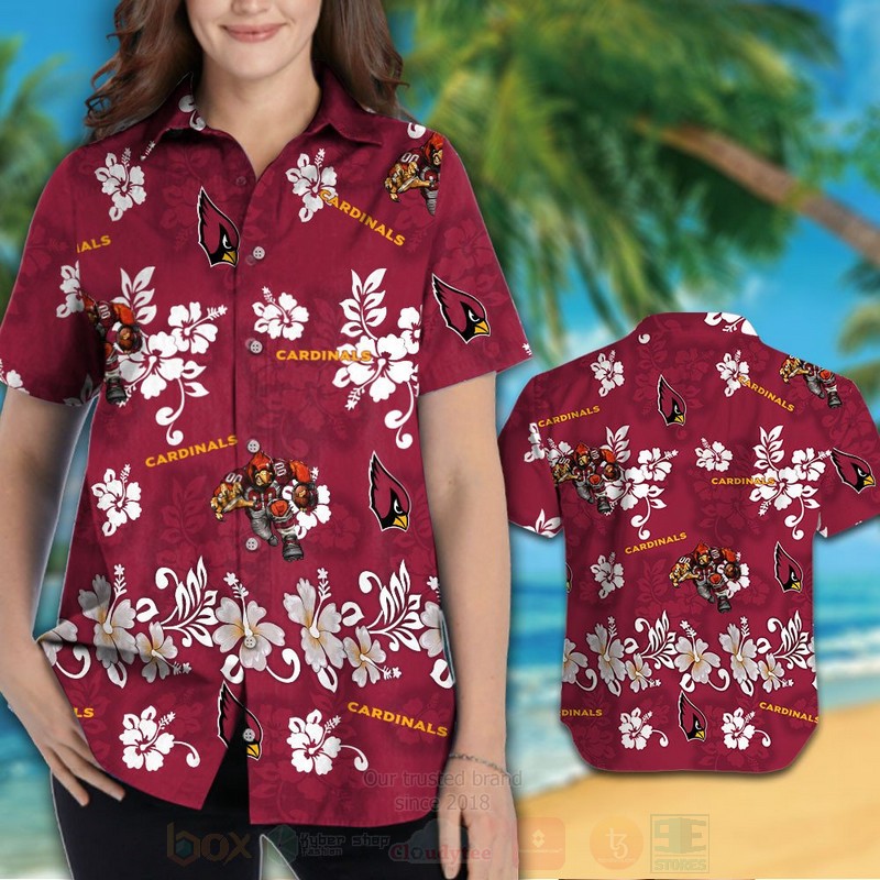 BEST NFL Arizona Cardinals White Hibiscus Flower Hawaii Shirt, Short 2 NFL Arizona Cardinals White Hibiscus Flower Hawaiian Shirt Short 1