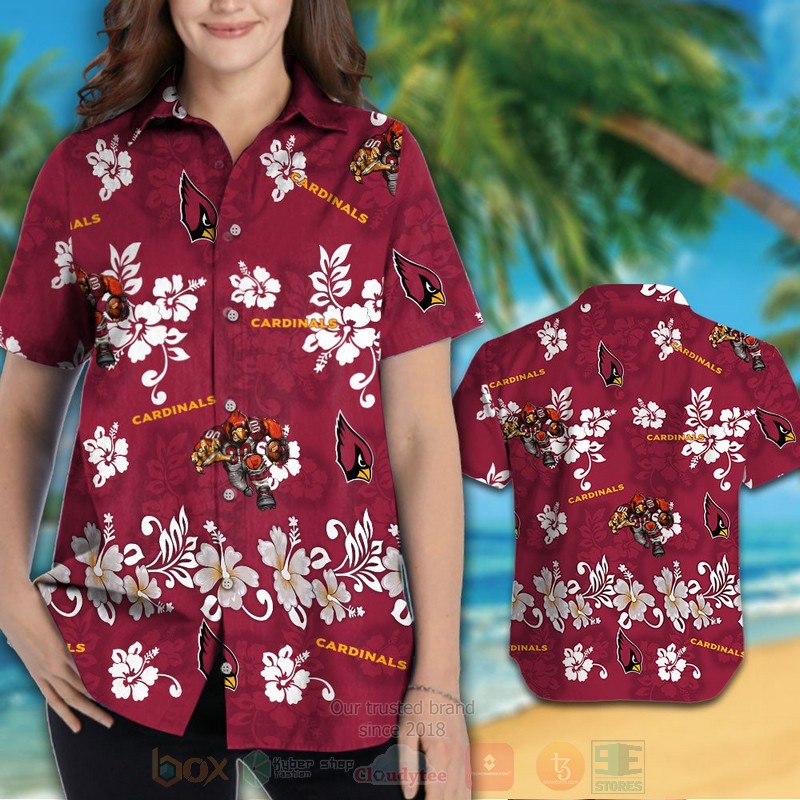 BEST NFL Arizona Cardinals White Hibiscus Flower Hawaii Shirt, Short 3 NFL Arizona Cardinals White Hibiscus Flower Hawaiian Shirt Short 1 2