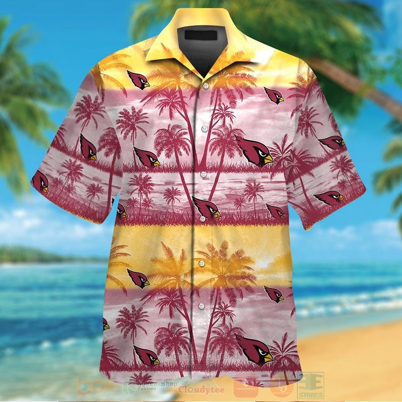 NFL Arizona Cardinals Yellow Red Hawaiian Shirt Short