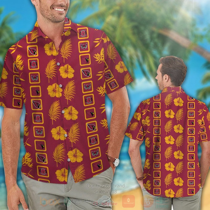 BEST NFL Arizona Cardinals Yellow Hibiscus Flower Hawaii Shirt, Short 2 NFL Arizona Cardinals Yellow Hibiscus Flower Hawaiian Shirt Short 1