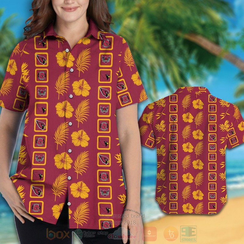 BEST NFL Arizona Cardinals Yellow Hibiscus Flower Hawaii Shirt, Short 3 NFL Arizona Cardinals Yellow Hibiscus Flower Hawaiian Shirt Short 1 2