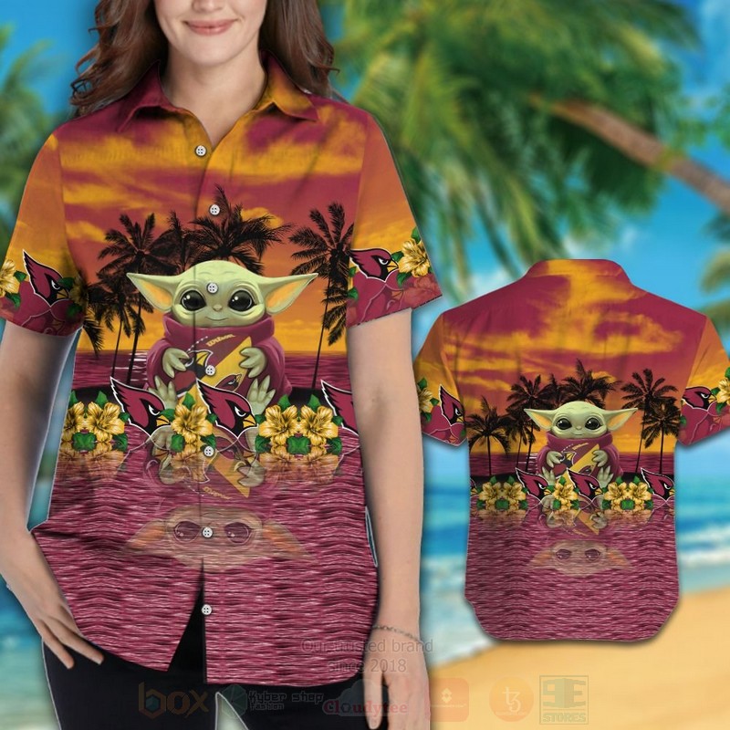 BEST NFL Arizona Cardinals and Baby Yoda Hawaii Shirt, Short 2 NFL Arizona Cardinals and Baby Yoda Hawaiian Shirt Short 1
