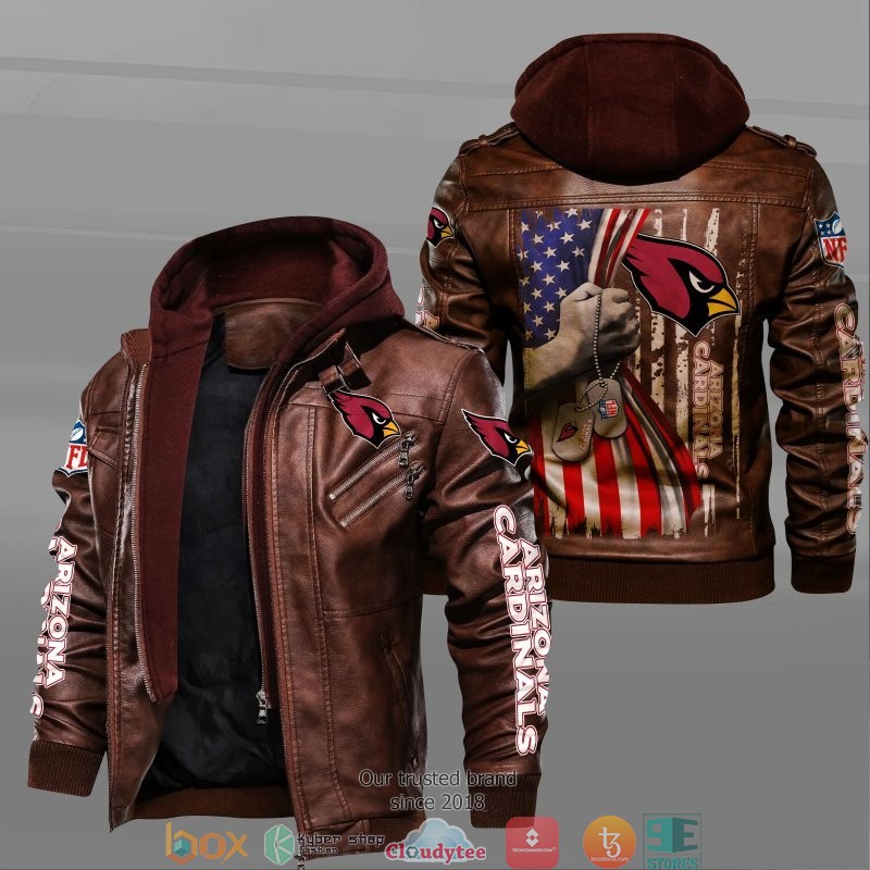 NFL Arizona Cardinals hold American flag 2d leather jacket 2 NFL Arizona Cardinals hold American flag 2d leather jacket 1