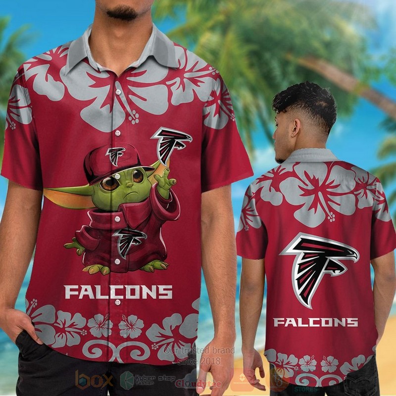 BEST NFL Atlanta Falcons Baby Yoda Red Hawaii Shirt, Short 2 NFL Atlanta Falcons Baby Yoda Red Hawaiian Shirt Short 1