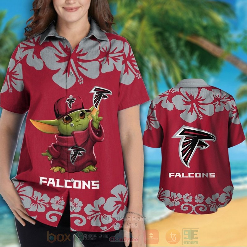 BEST NFL Atlanta Falcons Baby Yoda Red Hawaii Shirt, Short 3 NFL Atlanta Falcons Baby Yoda Red Hawaiian Shirt Short 1 2
