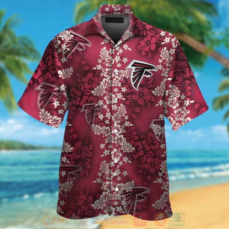 BEST NFL Atlanta Falcons Dark Red Hibiscus Flower Hawaii Shirt, Short 13 NFL Atlanta Falcons Dark Red Hibiscus Flower Hawaiian Shirt Short