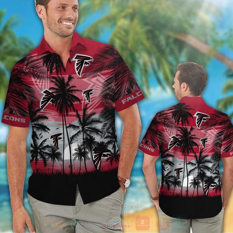 BEST NFL Atlanta Falcons Grey-Black Hawaii Shirt, Short 2 NFL Atlanta Falcons Grey Black Hawaiian Shirt Short 1