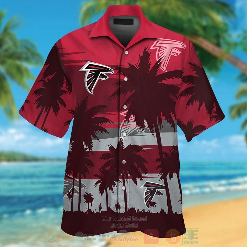 NFL Atlanta Falcons Grey Red Hawaiian Shirt Short