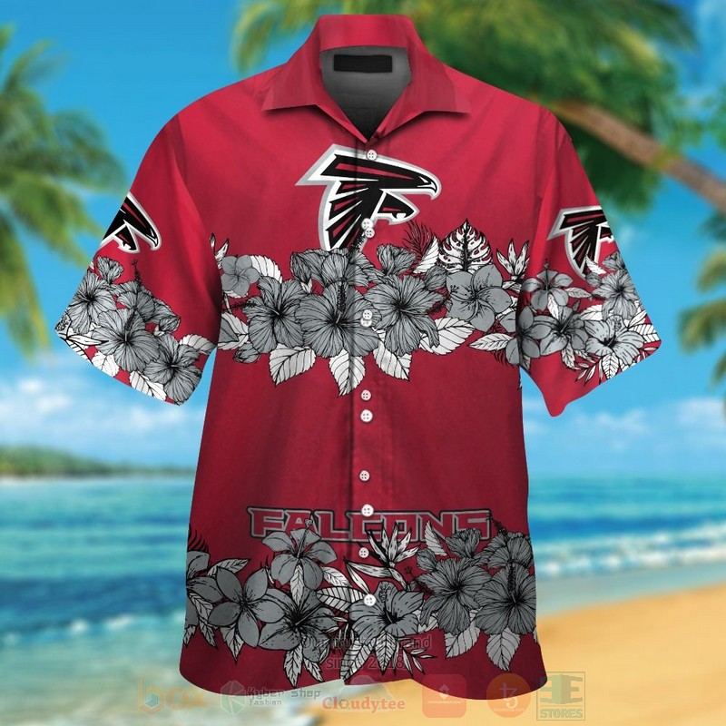 BEST NFL Atlanta Falcons Grey Hibiscus Flower Hawaii Shirt, Short 12 NFL Atlanta Falcons Grey Hibiscus Flower Hawaiian Shirt Short