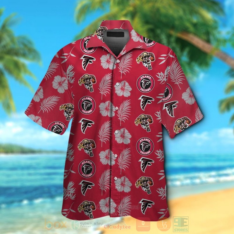 NFL Atlanta Falcons Hibiscus Flowers Hawaiian Shirt Short