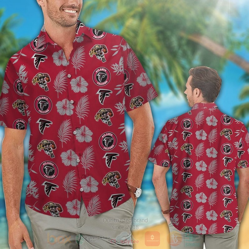 BEST NFL Atlanta Falcons Hibiscus Flowers Hawaii Shirt, Short 2 NFL Atlanta Falcons Hibiscus Flowers Hawaiian Shirt Short 1