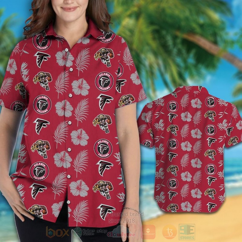BEST NFL Atlanta Falcons Hibiscus Flowers Hawaii Shirt, Short 3 NFL Atlanta Falcons Hibiscus Flowers Hawaiian Shirt Short 1 2