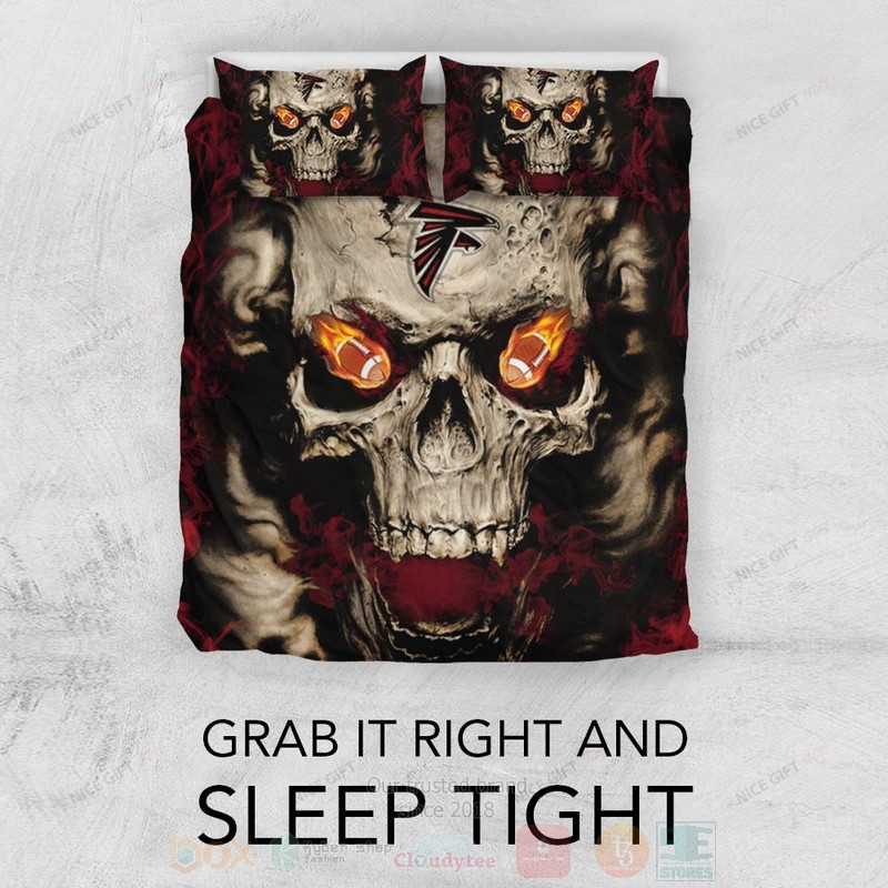 BEST NFL Atlanta Falcons Inspired Skull Duvet Cover Bed Sets 3 NFL Atlanta Falcons Inspired Skull Bedding Set 1 2