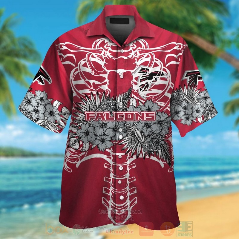 BEST NFL Atlanta Falcons Skeleton Hawaii Shirt, Short 1 NFL Atlanta Falcons Skeleton Hawaiian Shirt Short