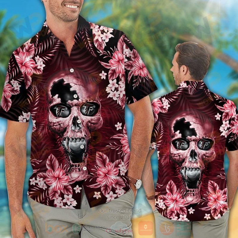 BEST NFL Atlanta Falcons Skull Hawaii Shirt, Short 2 NFL Atlanta Falcons Skull Hawaiian Shirt Short 1