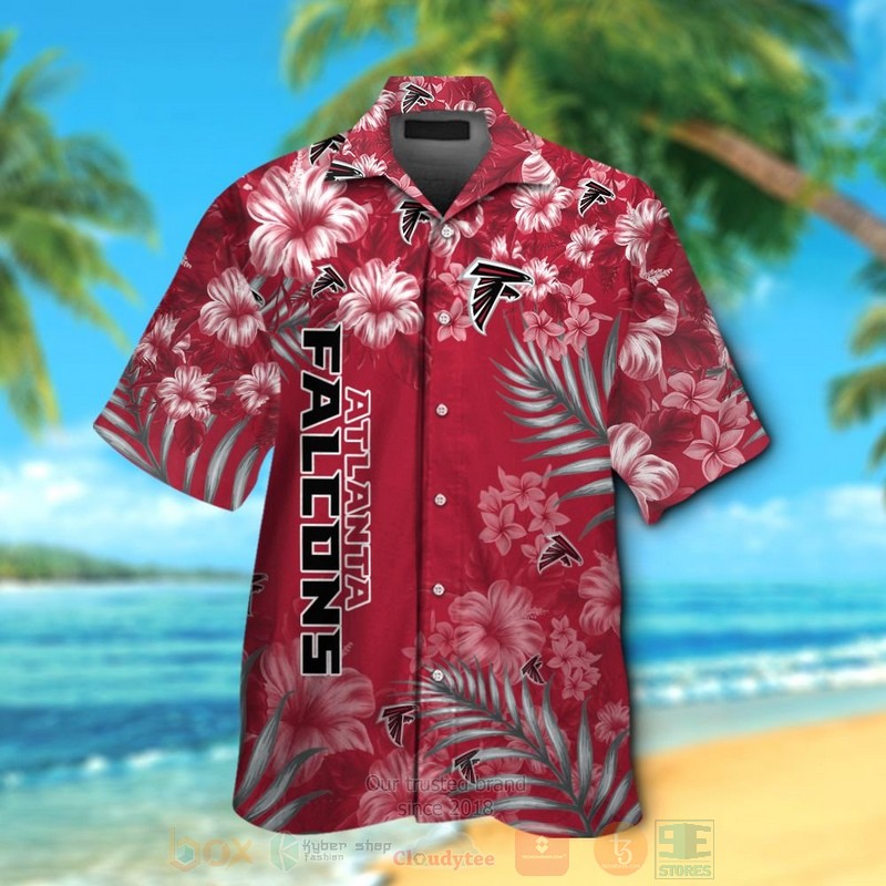 NFL Atlanta Falcons White Hibiscus Flower Hawaiian Shirt Short