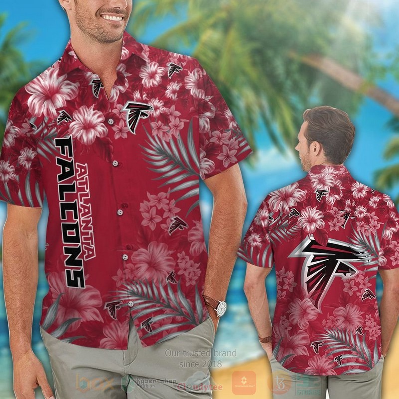 BEST NFL Atlanta Falcons White Hibiscus Flower Hawaii Shirt, Short 2 NFL Atlanta Falcons White Hibiscus Flower Hawaiian Shirt Short 1