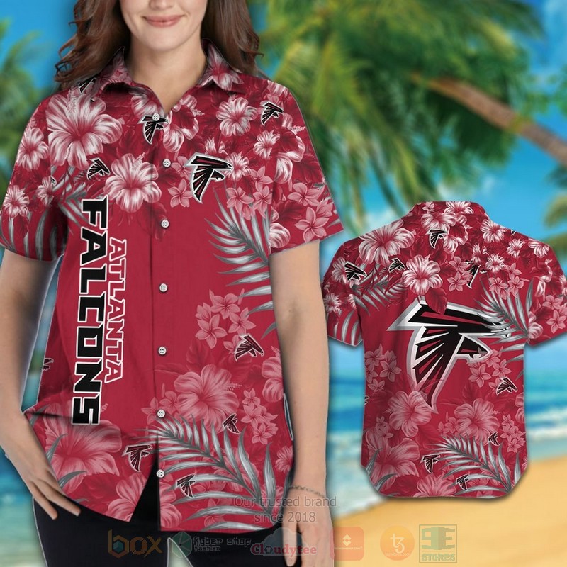BEST NFL Atlanta Falcons White Hibiscus Flower Hawaii Shirt, Short 3 NFL Atlanta Falcons White Hibiscus Flower Hawaiian Shirt Short 1 2