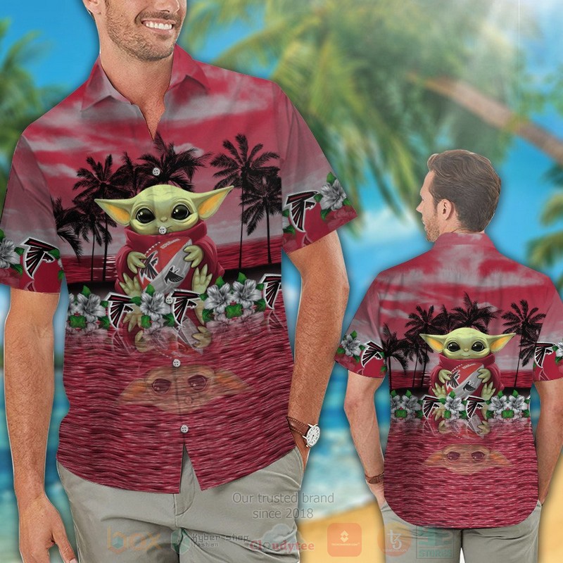 BEST NFL Atlanta Falcons and Baby Yoda Hawaii Shirt, Short 2 NFL Atlanta Falcons and Baby Yoda Hawaiian Shirt Short 1