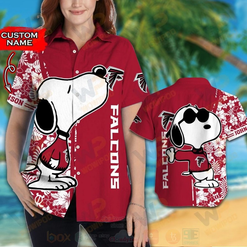 BEST NFL Atlanta Falcons and Snoopy Custom Name Hawaii Shirt, Short 2 NFL Atlanta Falcons and Snoopy Custom Name Hawaiian Shirt Short 1