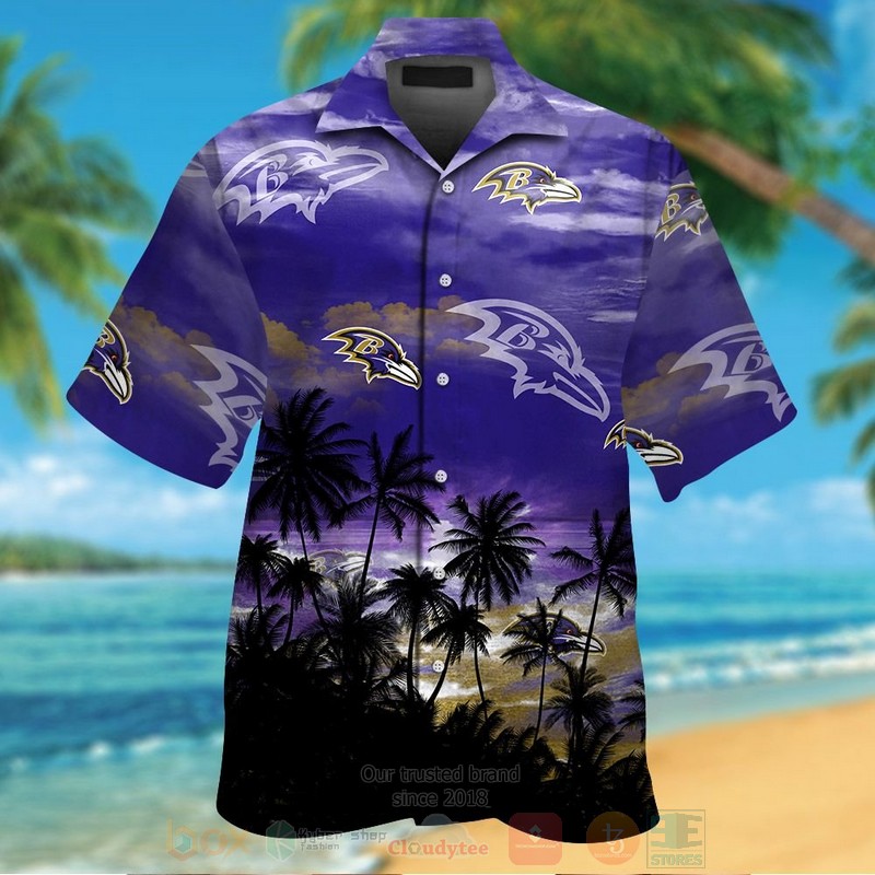 NFL Baltimore Ravens Blue Skye Hawaiian Shirt Short