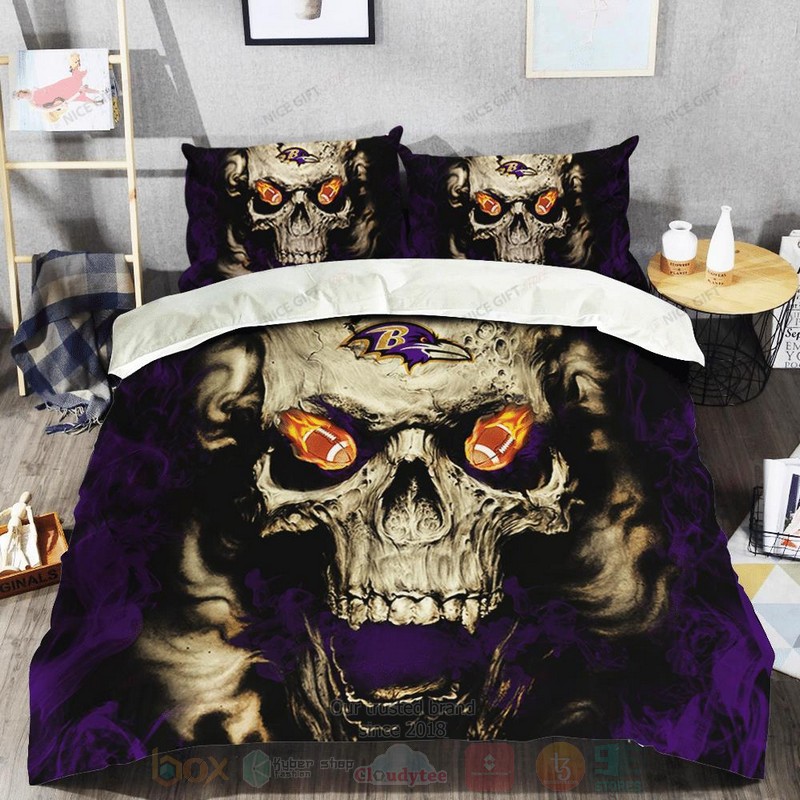 NFL Baltimore Ravens Inspired Skull Bedding Set 1