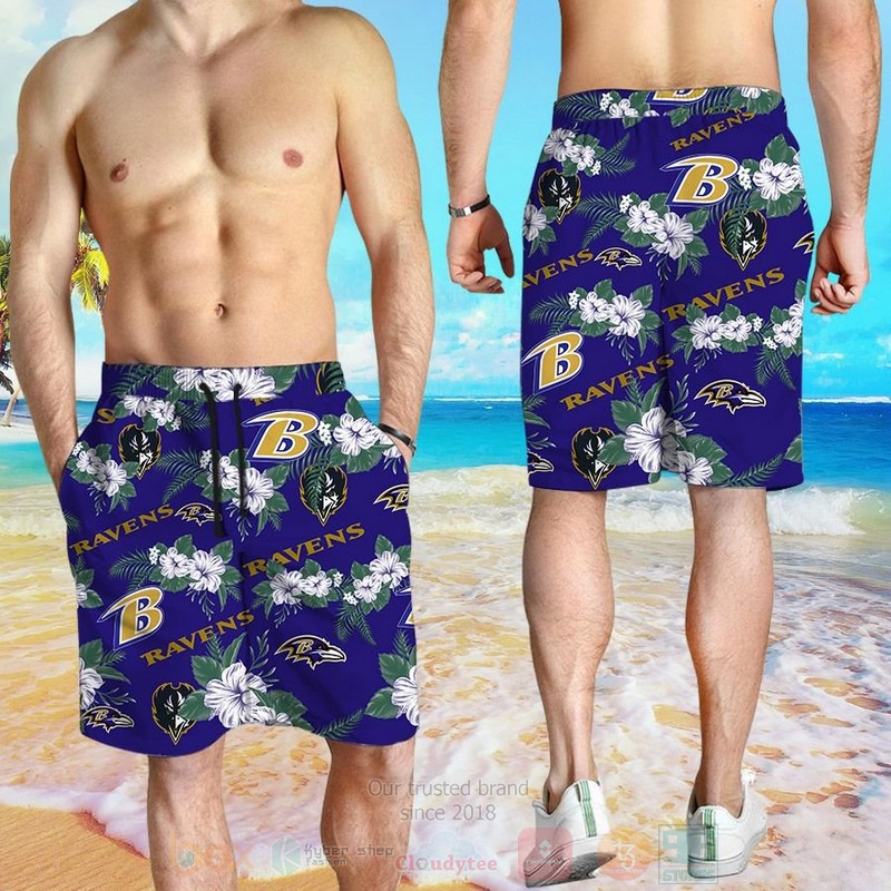 BEST NFL Baltimore Ravens Navy Hawaii Shirt, Short 4 NFL Baltimore Ravens Navy Hawaiian Shirt Short 1 2 3