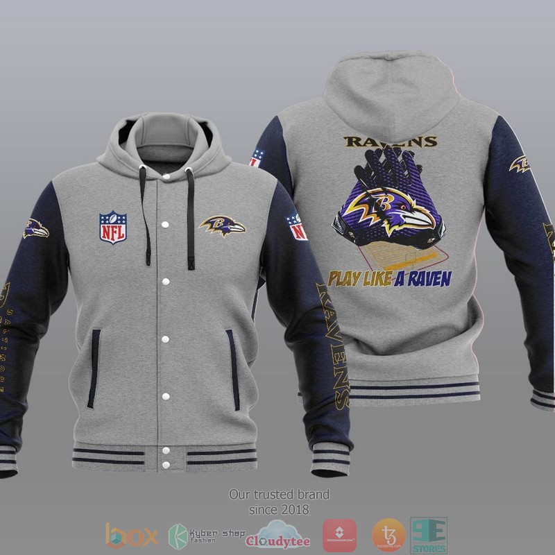 NFL Baltimore Ravens Play Like A Raven Baseball Jacket Hoodie 1