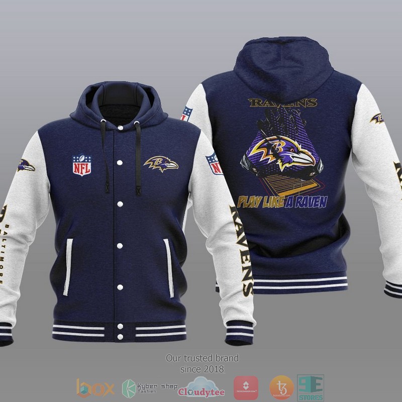 NFL Baltimore Ravens Play Like A Raven Baseball Jacket Hoodie 1 2