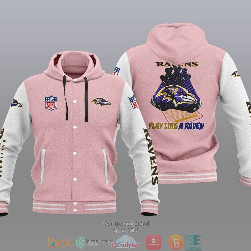 NFL Baltimore Ravens Play Like A Raven Baseball Jacket Hoodie 1 2 3