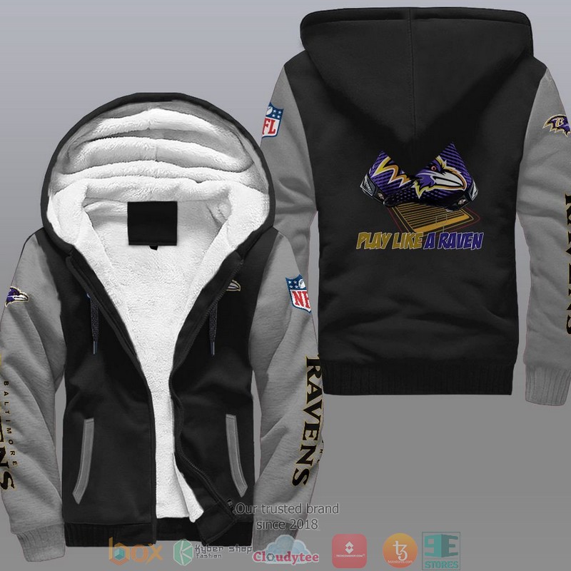 HOT Baltimore Ravens Play Like A Raven 3D Fleece Hoodie 2 NFL Baltimore Ravens Play Like A Raven Fleece Hoodie 1