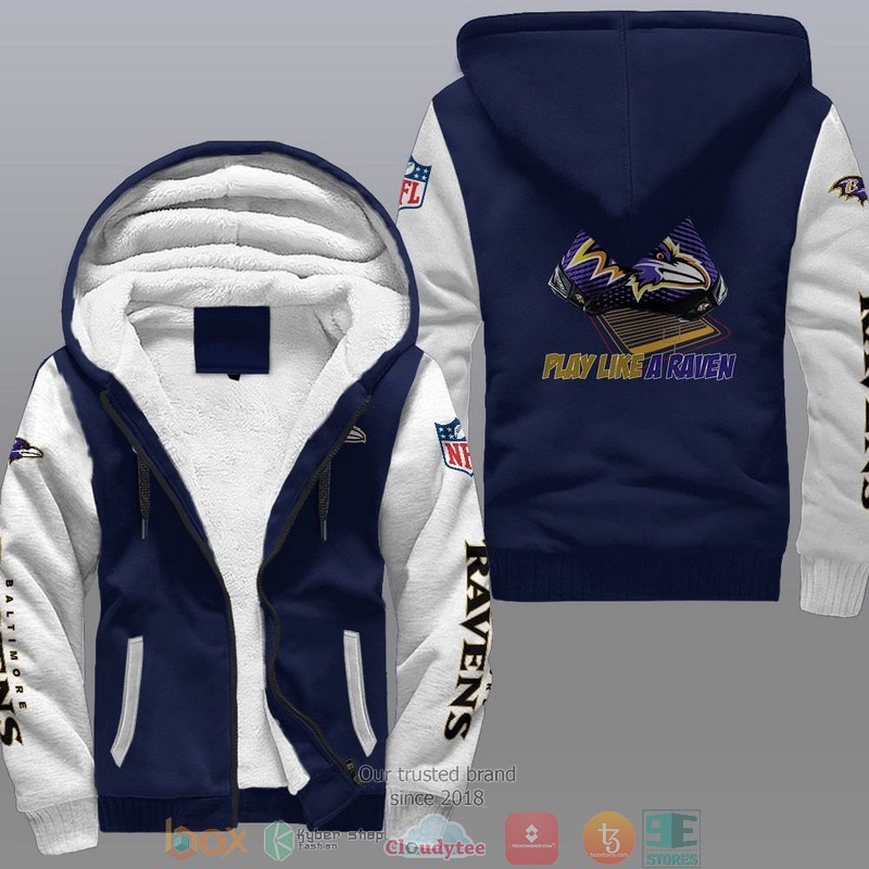 HOT Baltimore Ravens Play Like A Raven 3D Fleece Hoodie 3 NFL Baltimore Ravens Play Like A Raven Fleece Hoodie 1 2
