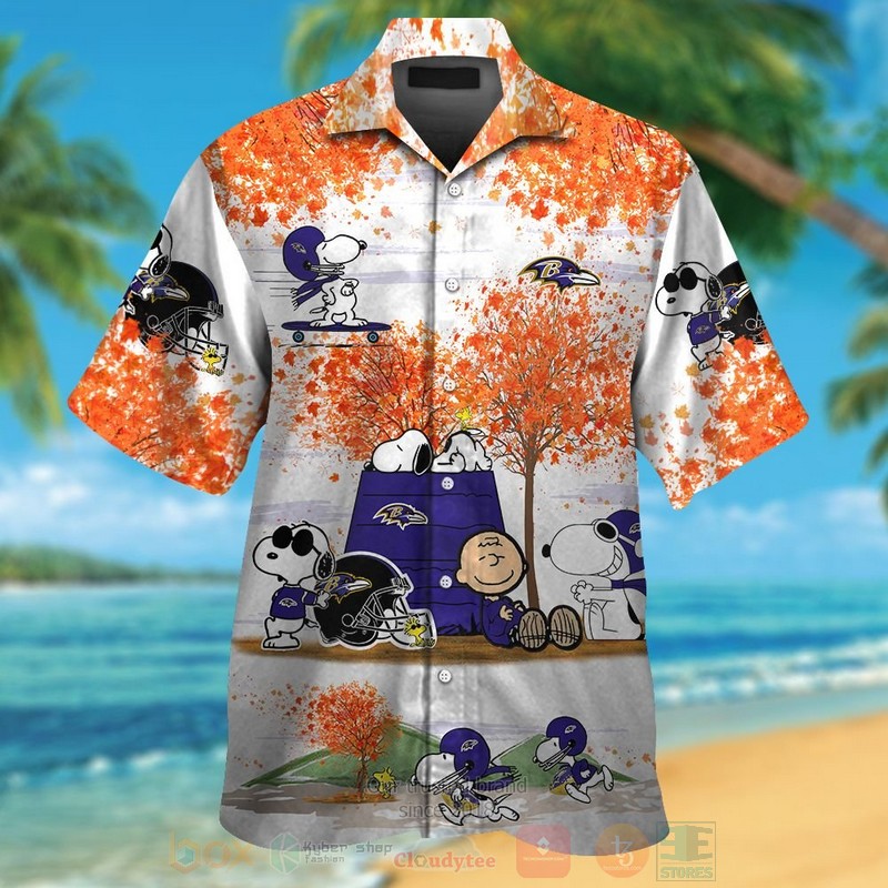 NFL Baltimore Ravens Snoopy Autumn Hawaiian Shirt Short