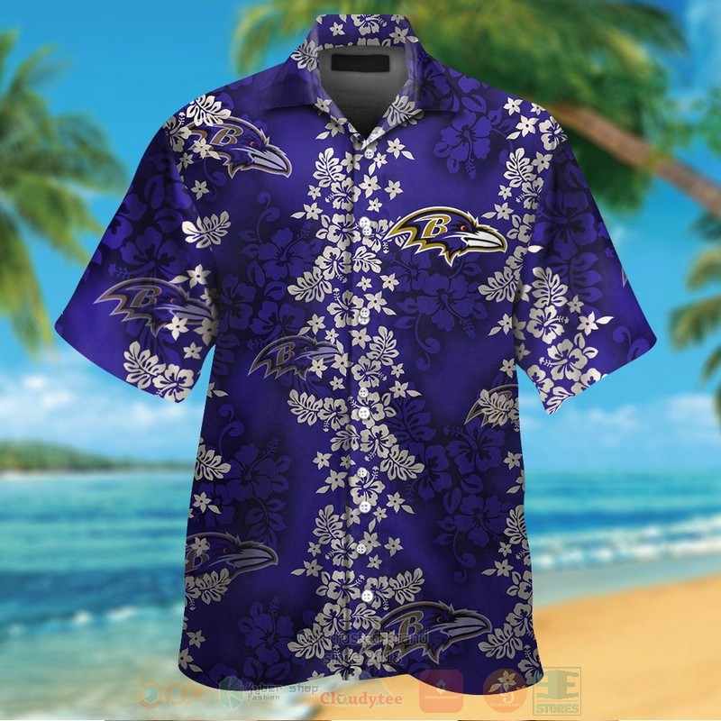 BEST NFL Baltimore Ravens White Hibiscus Flowers Hawaii Shirt, Short 13 NFL Baltimore Ravens White Hibiscus Flowers Hawaiian Shirt Short