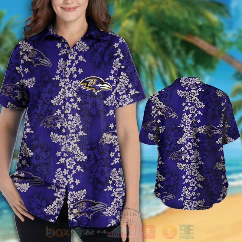BEST NFL Baltimore Ravens White Hibiscus Flowers Hawaii Shirt, Short 3 NFL Baltimore Ravens White Hibiscus Flowers Hawaiian Shirt Short 1 2