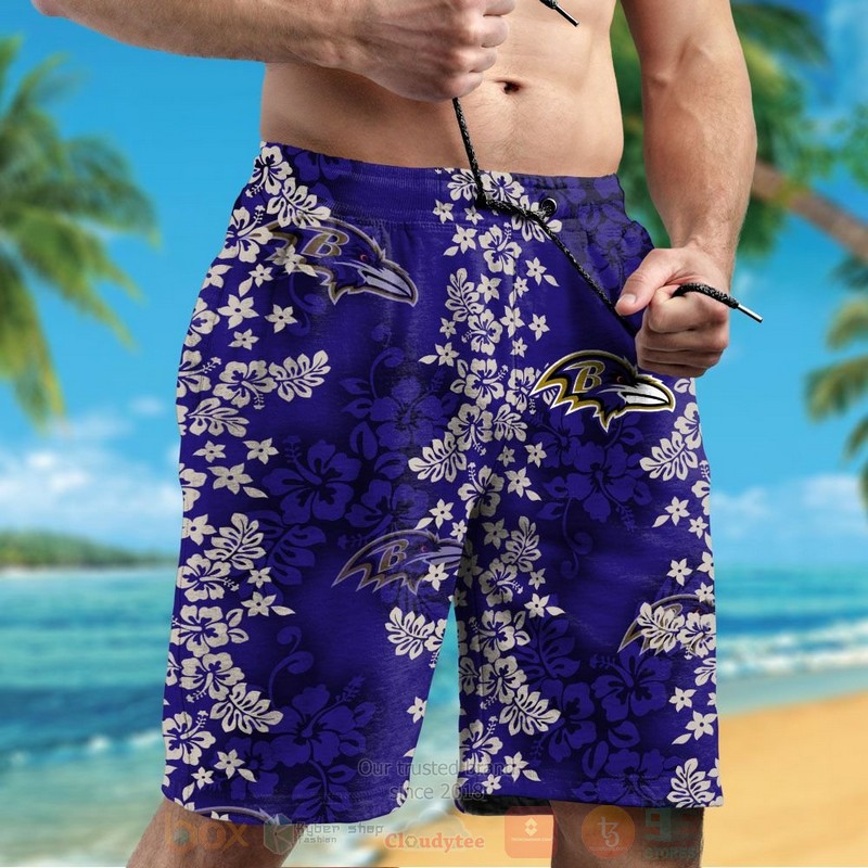 BEST NFL Baltimore Ravens White Hibiscus Flowers Hawaii Shirt, Short 5 NFL Baltimore Ravens White Hibiscus Flowers Hawaiian Shirt Short 1 2 3 4