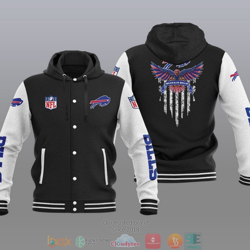 NFL Buffalo Bills Eagle American Flag Baseball Jacket Hoodie 1